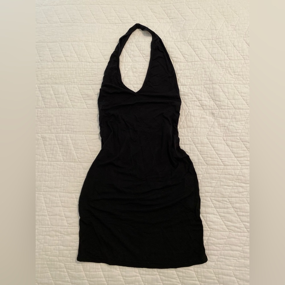 NWOT Black Halter Mini Dress